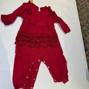 Ruffle Butts long sleeve ruffle jumpsuit size 6-12 months in red